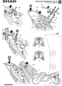 Stelaż kufra tylnego motocyklowego SHAD do Malagutti Madison 125