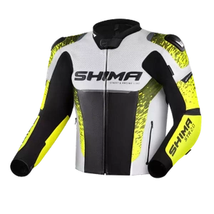 Kurtka motocyklowa skórzana sportowa Shima STR 2.0 biały/fluo