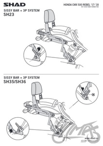 Stelaż oparcia tylnego motocyklowego SHAD do Honda CMX500 Rebel 17