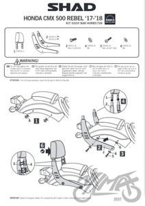 Stelaż oparcia tylnego motocyklowego SHAD do Honda CMX500 Rebel 17